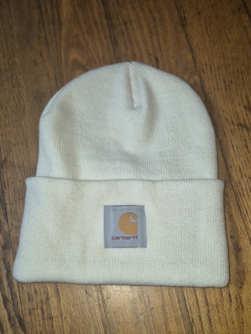 Carhartt Cream Fold-Over Cuffed Beanie